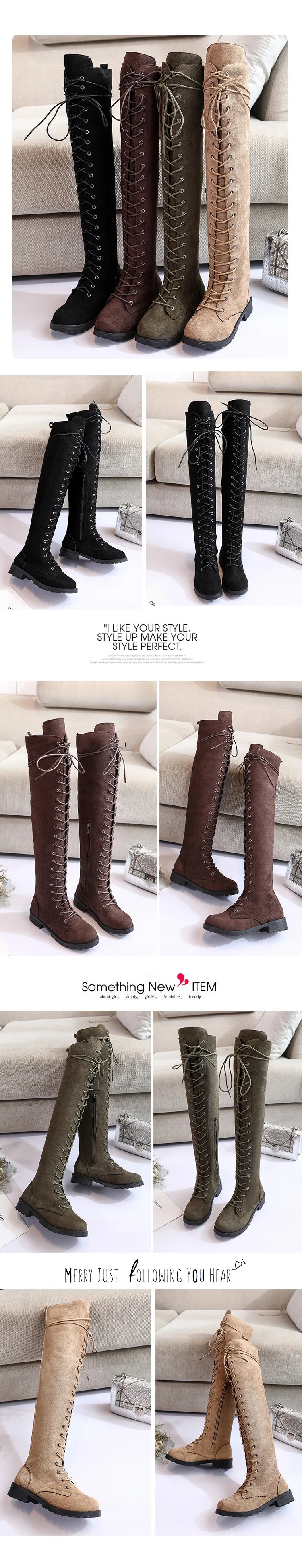 Sexy Lace Up Over The Knee Boots Women 2025 Autumn Winter Flat Heels Platform Gothic Shoes Female Long Thigh High Boots Fashion
