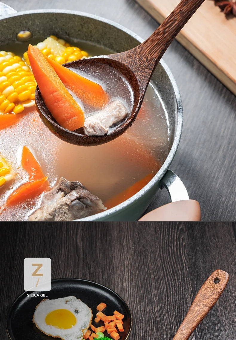 Kitchen Utensils Set Non-Stick  Cookware for Kitchen Wooden Handle Soup spoon spatula Rice spoon shovel Kitchen Accessories