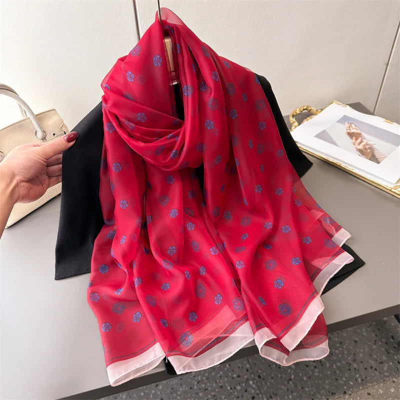 Women 2025 New Fashion Thin Scarves Lady Shawl Hijab Wrap Foulard Bandanna Muffler Travel Beach Sun Protection Scarf Headscarf