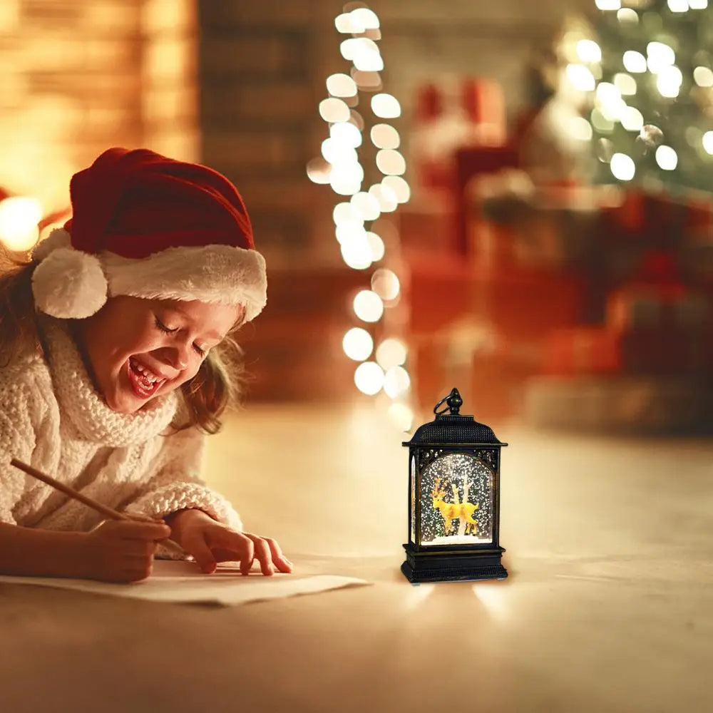 Christmas Snow Globe Lantern Christmas Scene Lighted Snow Globes Home Decoration Accessories Holiday Decoration Gift