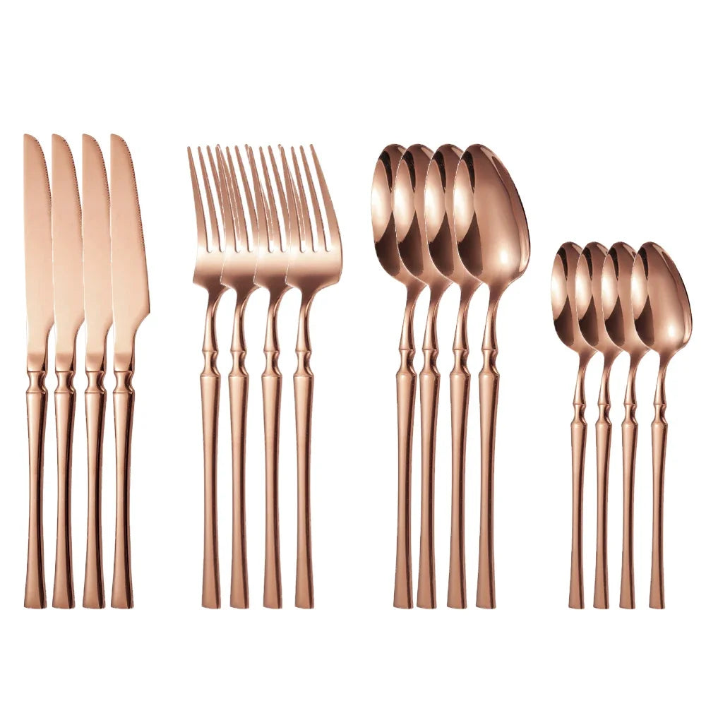 16pcs Cutlery Set Dinnerware Stainless Steel Western Tableware Forks Knives Spoons Silverware Wedding Gift Dishwasher Safe