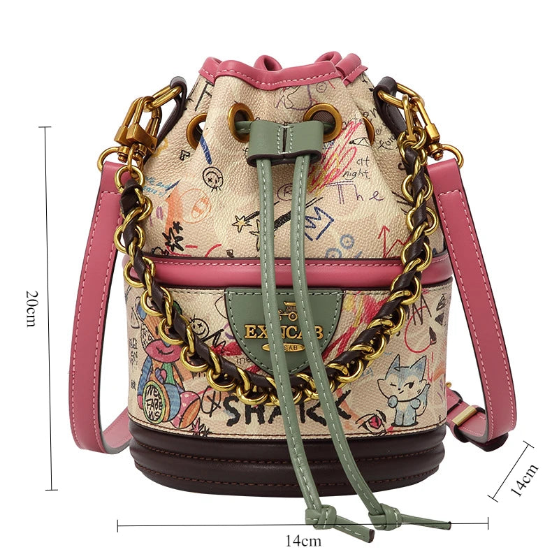 Graffiti Woman Shoulder Bags Large Capacity Female Bucket Bag High Quality Crossbody Bags for Women Luxury Ladies Handbags