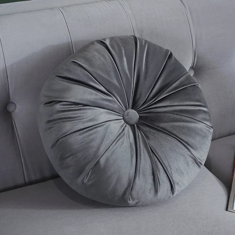 35cm Fleece Dutch Velvet Pleated Round Seat Cushion Pillow Pouf Throw Sofa Home Decor Cojines Redondo Coussin