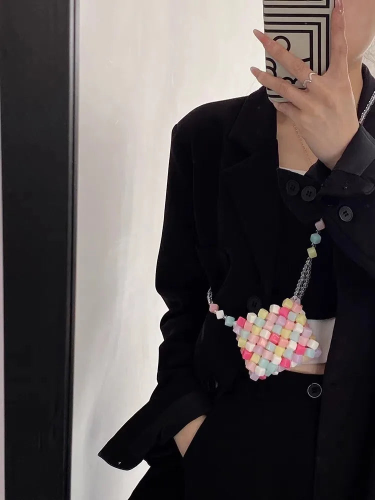 Transparent Jelly Candy Color Delicate Small Bag Female Niche Design Sense Crossbody Mini Pink Coin Purse Mouth Red Envelope