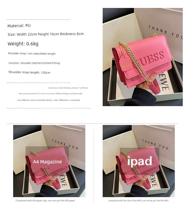 Western Style Trendy Fashion Super Hot Chain Alphabet Small Square Bag