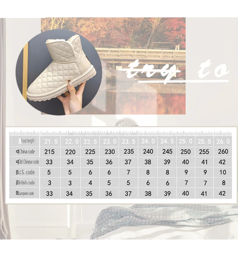 Fur-coated Snow Boots for Women, 2025 New Style, Waterproof and Warm, Cotton Shoes for Winter, Thick and Padded Short Boots