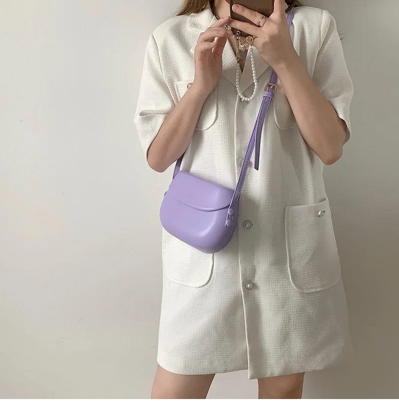 Candy Color Women Saddle Shoulder Bag Portable Female Clutch Purse Handbags Crossbody Bag Fashion Ladies Small Messenger Bags