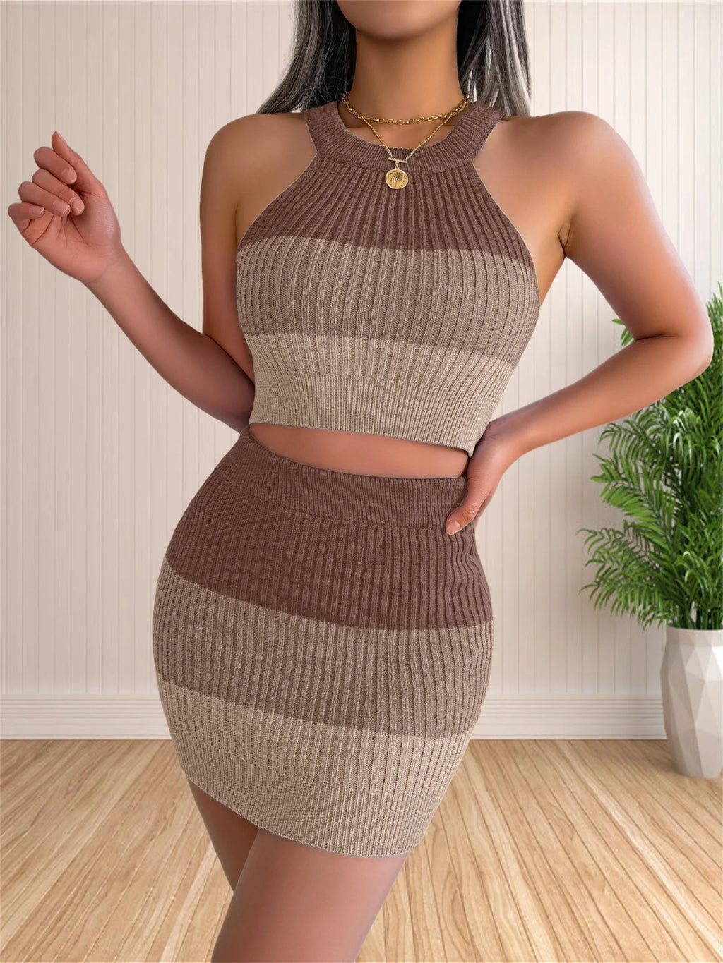 Sweater Dress for Women Summer Heart Knit Crewneck Sleeveless Sweaters 2 Piece Outfits