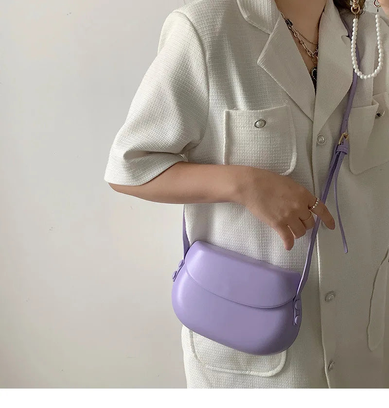 Candy Color Women Saddle Shoulder Bag Portable Female Clutch Purse Handbags Crossbody Bag Fashion Ladies Small Messenger Bags