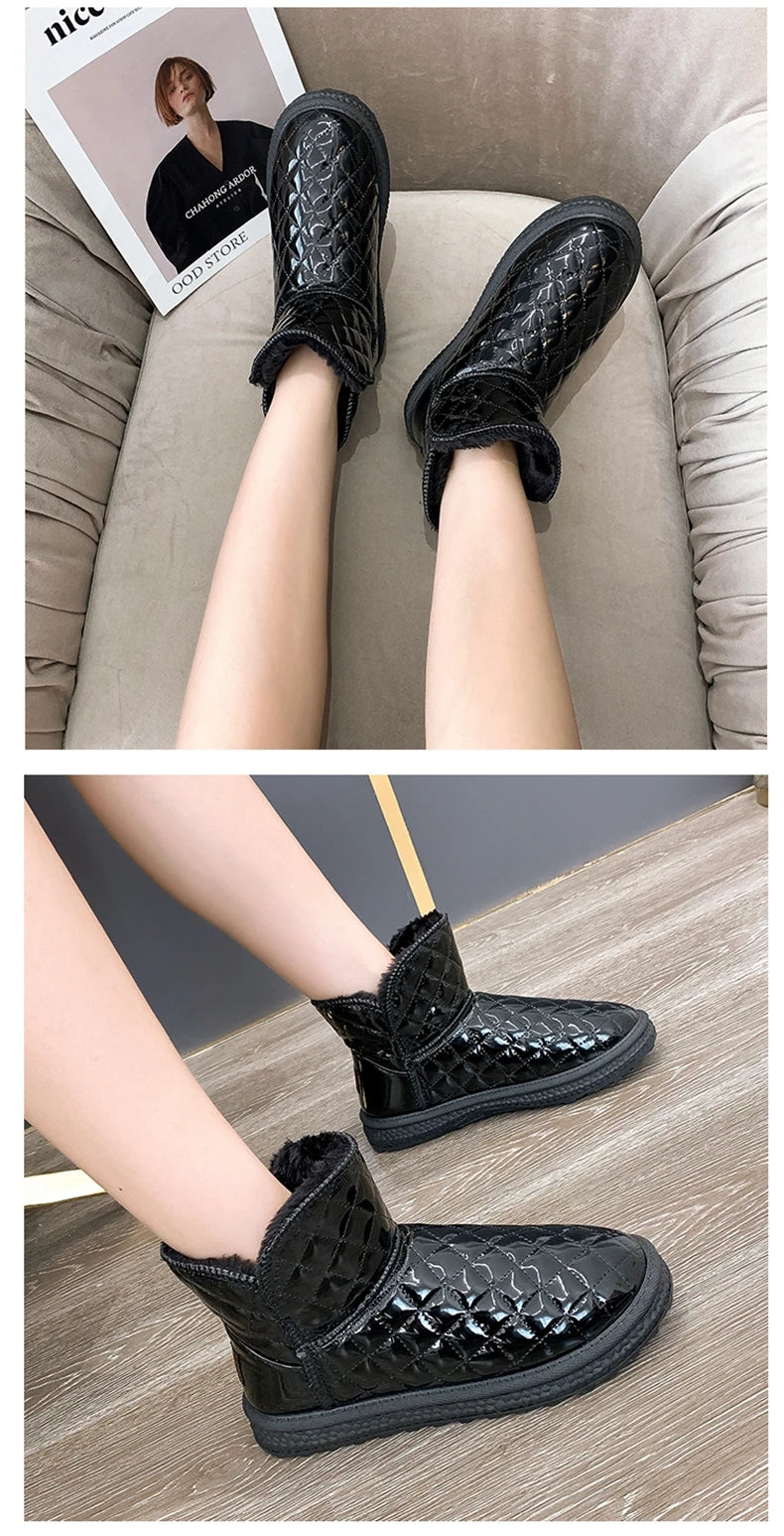 Fur-coated Snow Boots for Women, 2025 New Style, Waterproof and Warm, Cotton Shoes for Winter, Thick and Padded Short Boots