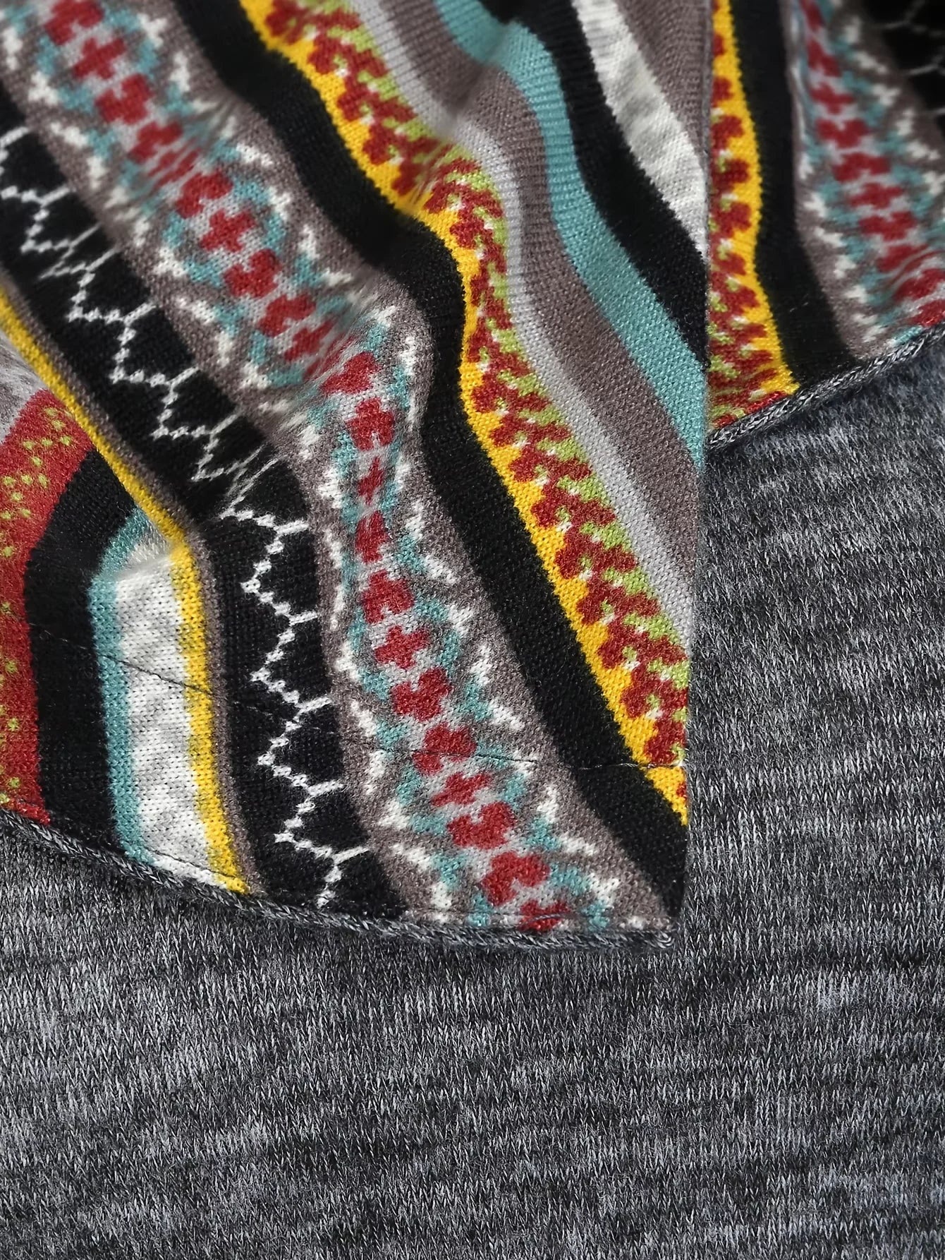 European and American explosions fashion women's ethnic style geometric stripe stitching hooded knitted long-sleeved tight dress