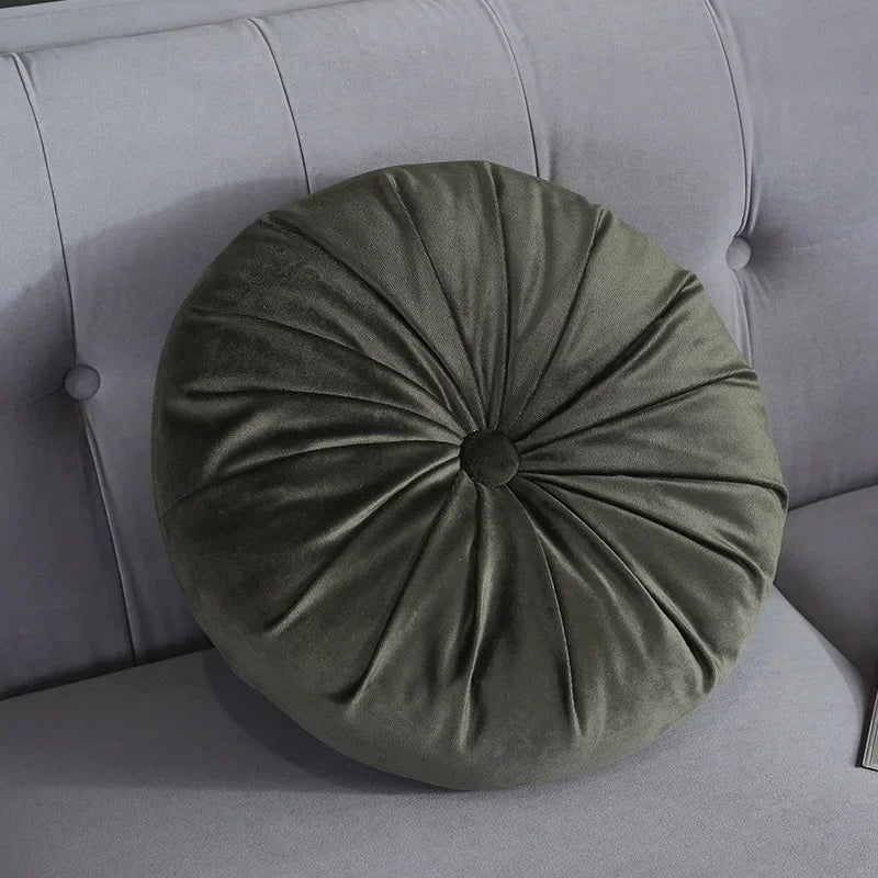 35cm Fleece Dutch Velvet Pleated Round Seat Cushion Pillow Pouf Throw Sofa Home Decor Cojines Redondo Coussin