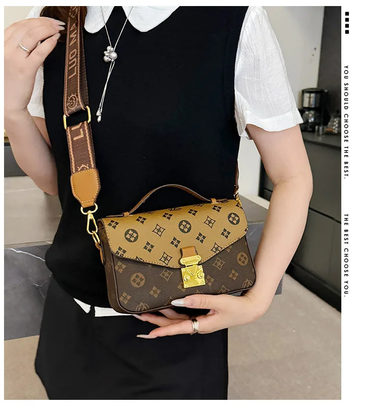 Vintage Print Tote Bag Textured Shoulder Purse for Women Minimalist Crossbody Tote Versatile Day-to-Night Bag Chic Sling Bag