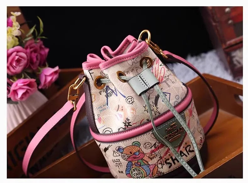 Graffiti Woman Shoulder Bags Large Capacity Female Bucket Bag High Quality Crossbody Bags for Women Luxury Ladies Handbags