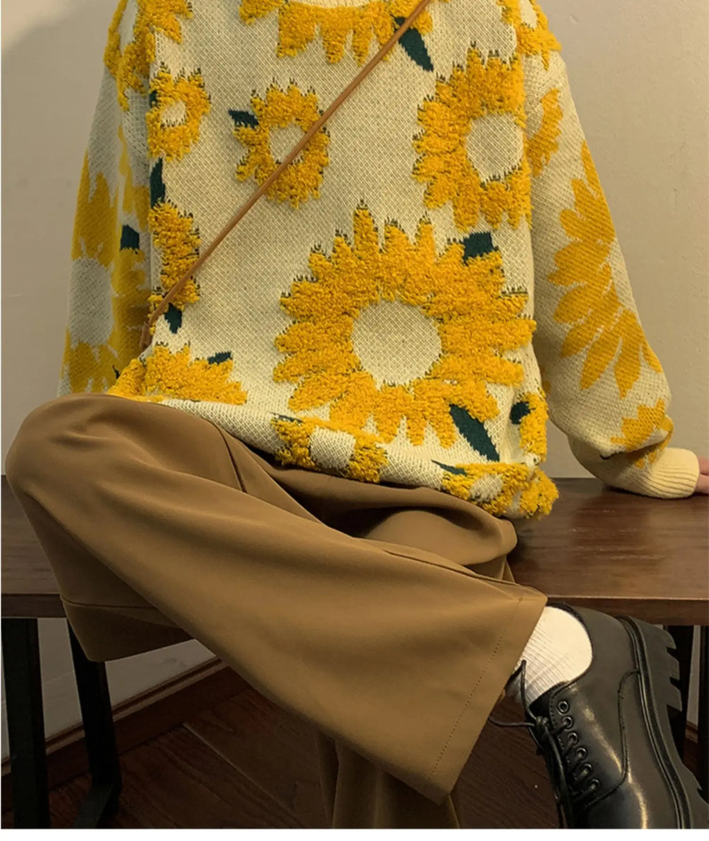 2024 Sweater Winter Sunflower Warm Sweaters  Fashion Male O-Neck Pullovers Sweater Men Loose Casual Sweater Thick Knitted Unisex