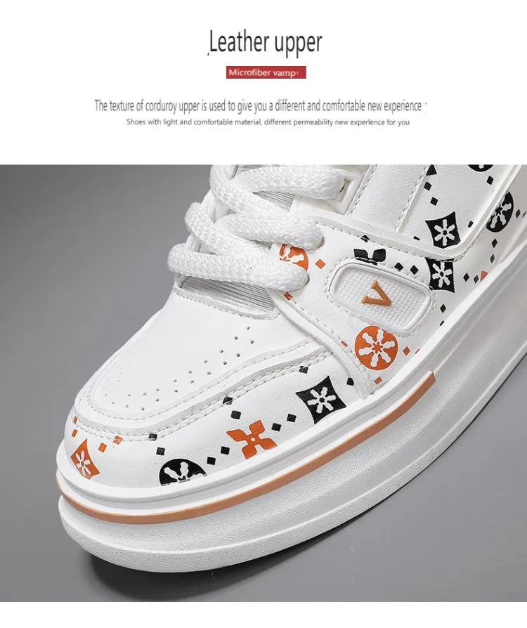 2025 Spring New Men's Shoes Fashion Printed Casual Board Shoes Thick Soles Increase All Comfortable Sports Shoes