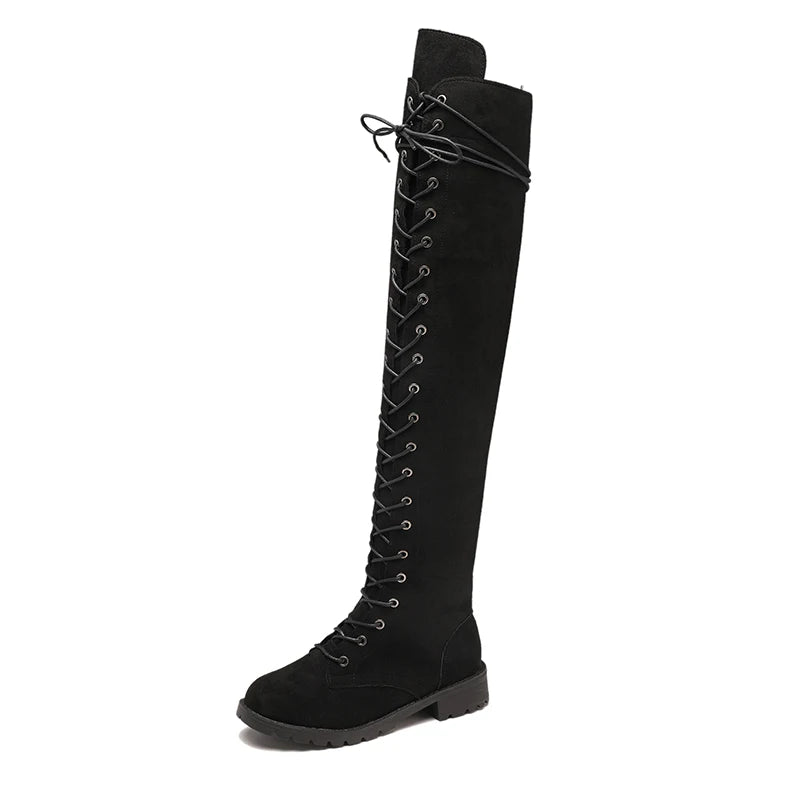 Sexy Lace Up Over The Knee Boots Women 2025 Autumn Winter Flat Heels Platform Gothic Shoes Female Long Thigh High Boots Fashion