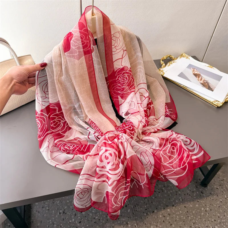 Women 2025 New Fashion Thin Scarves Lady Shawl Hijab Wrap Foulard Bandanna Muffler Travel Beach Sun Protection Scarf Headscarf
