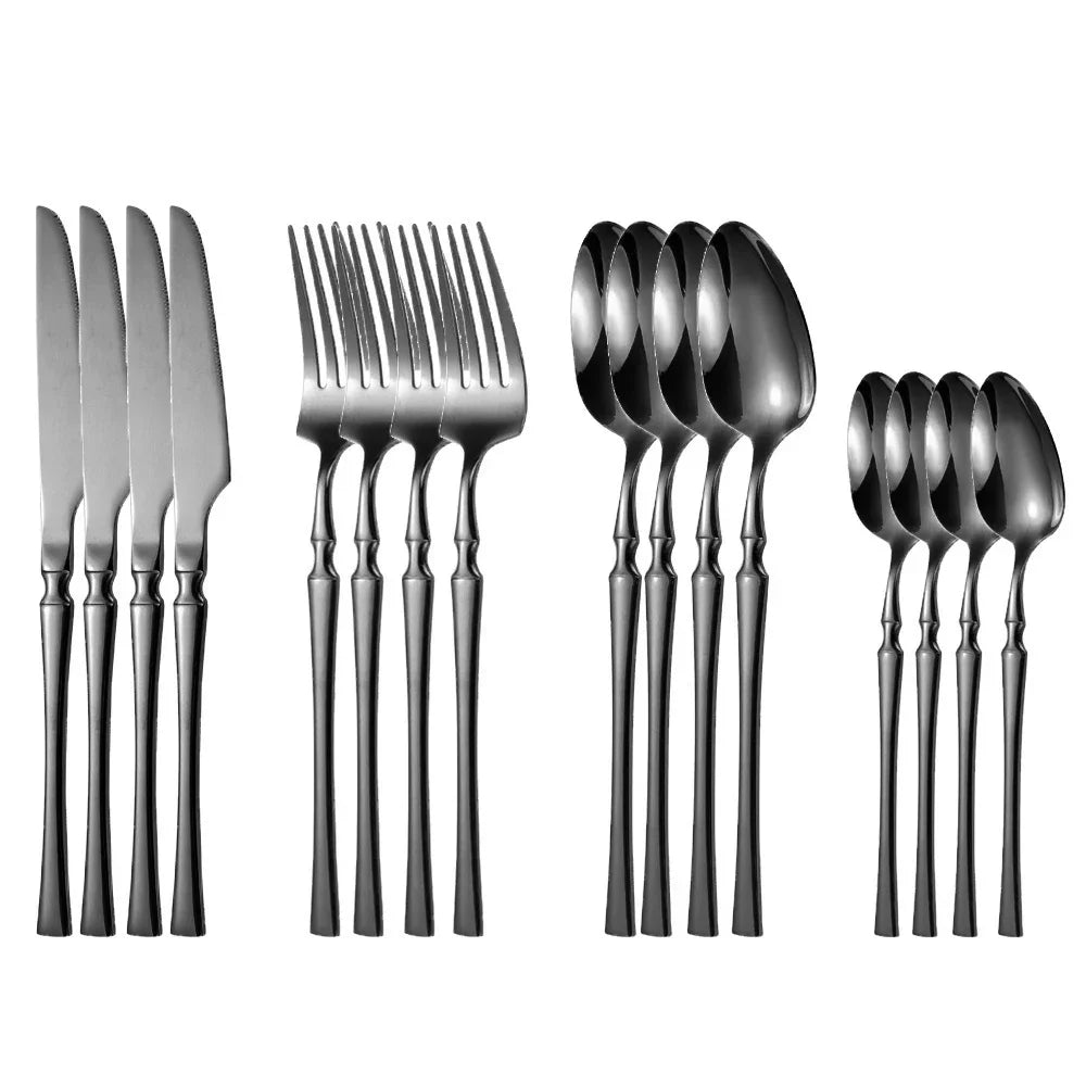 16pcs Cutlery Set Dinnerware Stainless Steel Western Tableware Forks Knives Spoons Silverware Wedding Gift Dishwasher Safe