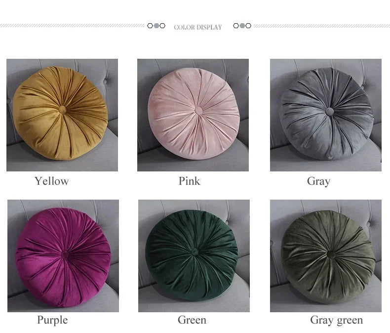 35cm Fleece Dutch Velvet Pleated Round Seat Cushion Pillow Pouf Throw Sofa Home Decor Cojines Redondo Coussin
