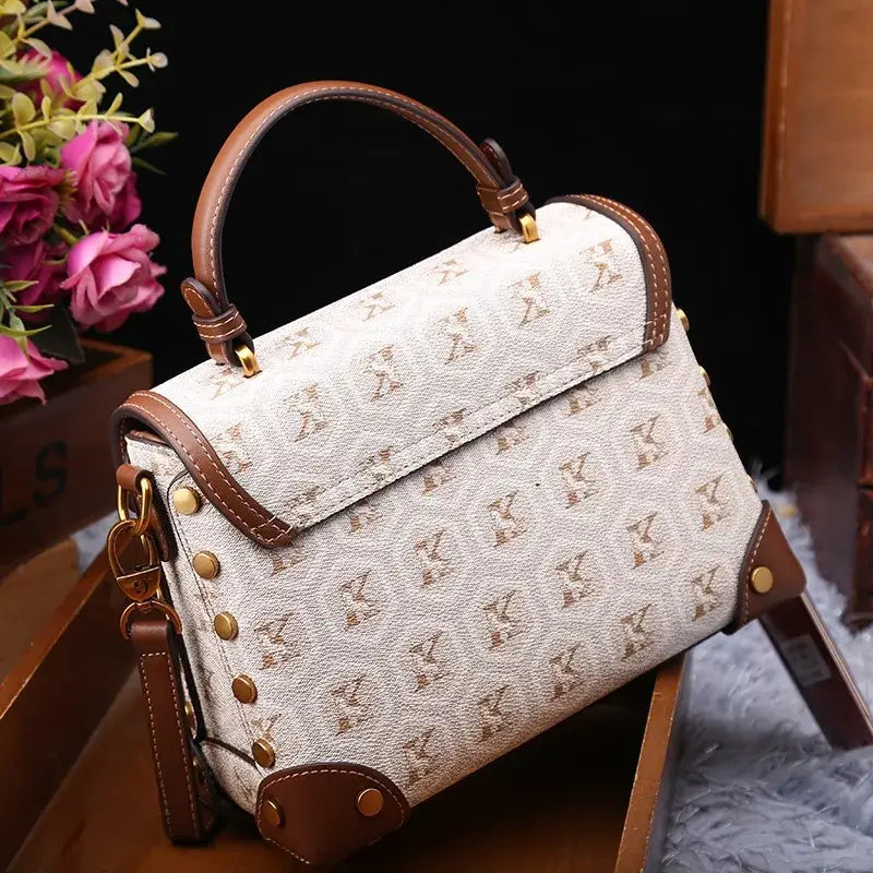 Designer handbag retro small square bag women's 2025 new autumn and winter high-end printed shoulder crossbody bag