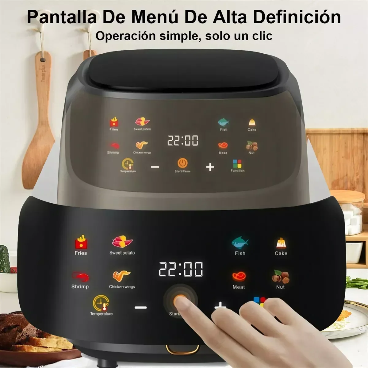 LCD screen Tactil Regulación Air Fryer 8L Large capacity Smart nonstick pot oil free fryer oven French fries roast chicken fryer
