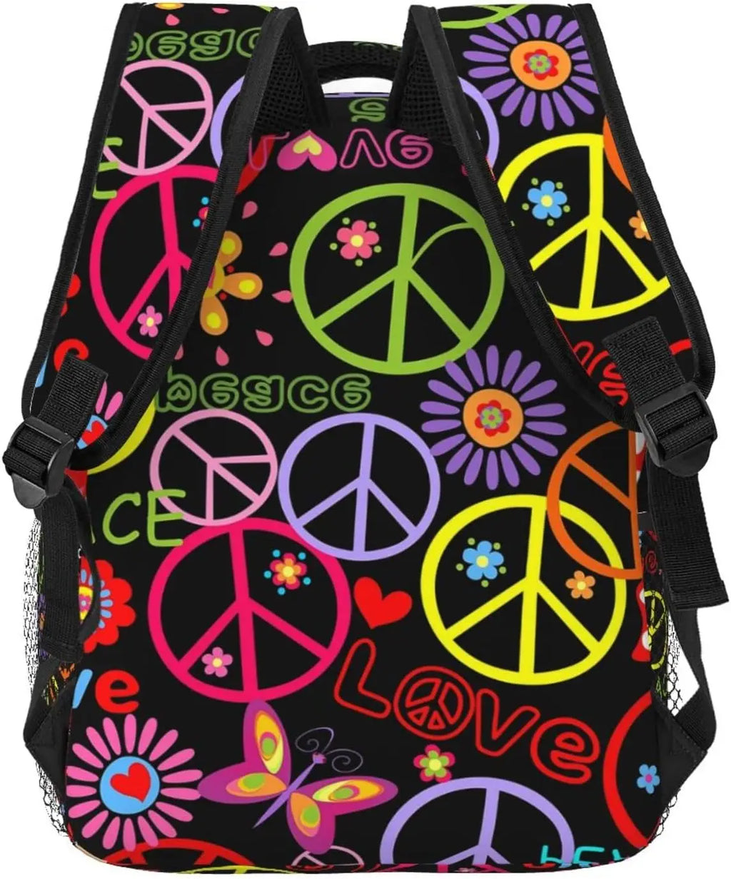 Hippie Peace Mushroom And Floral Stylish Casual Backpack Purse For  Backpacks With Multiple Pockets Computer Daypack For Work