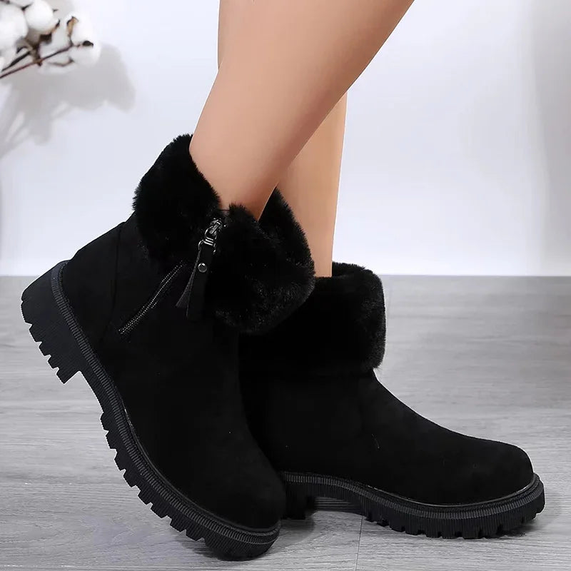 2024 Furry Faux Fur Snow Boots for Women Anti-Slip Platform Winter Boots Woman Keep Warm Plush Ankle Booties Mujer 43
