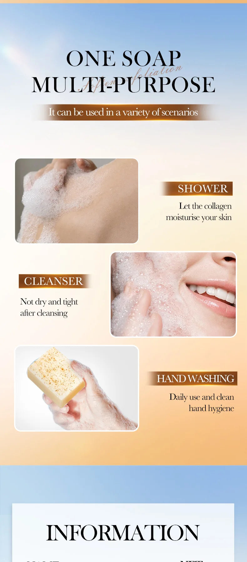 SADOER Oat Scrub Exfoliating Facial Soap Face Wash Foam Facial Cleanser Moisturizing Anti-aging Body Bathing Soap Exfoliator