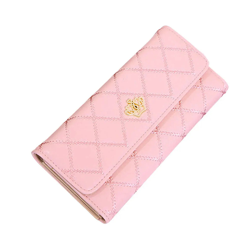 Wallets For Women Cute Pink Pocket Womens Wallets Purses Plaid Pu Leather Long Wallet Hasp Phone Bag Money Coin Pocket Bag