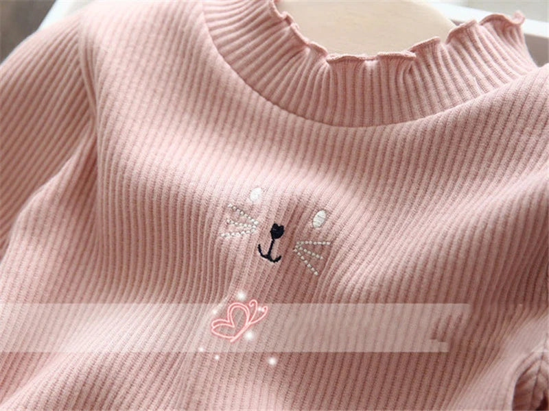 Fashion Girls Sweaters 2023 New Winter Children Clothes Cartoon Kids Tops Warm Velvet Thick Kids Sweater Girls Outwear Sweater