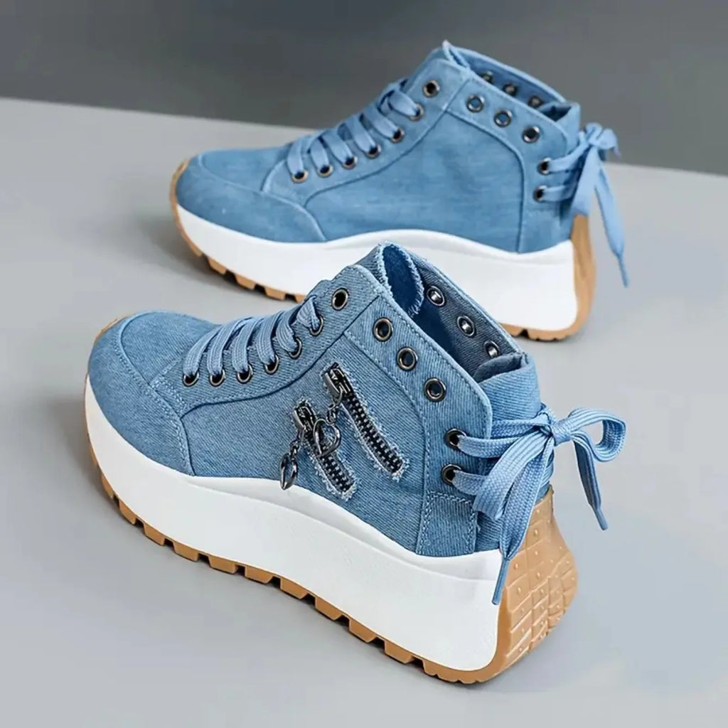 Designer Women Sneakers High Top Denim Canvas Shoes Female Girls Students Canvas Shoes for Women Lace Up Platform Sneakers