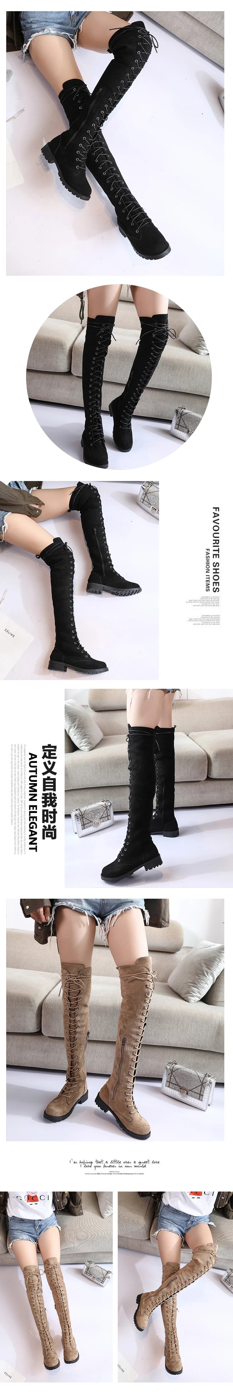 Sexy Lace Up Over The Knee Boots Women 2025 Autumn Winter Flat Heels Platform Gothic Shoes Female Long Thigh High Boots Fashion