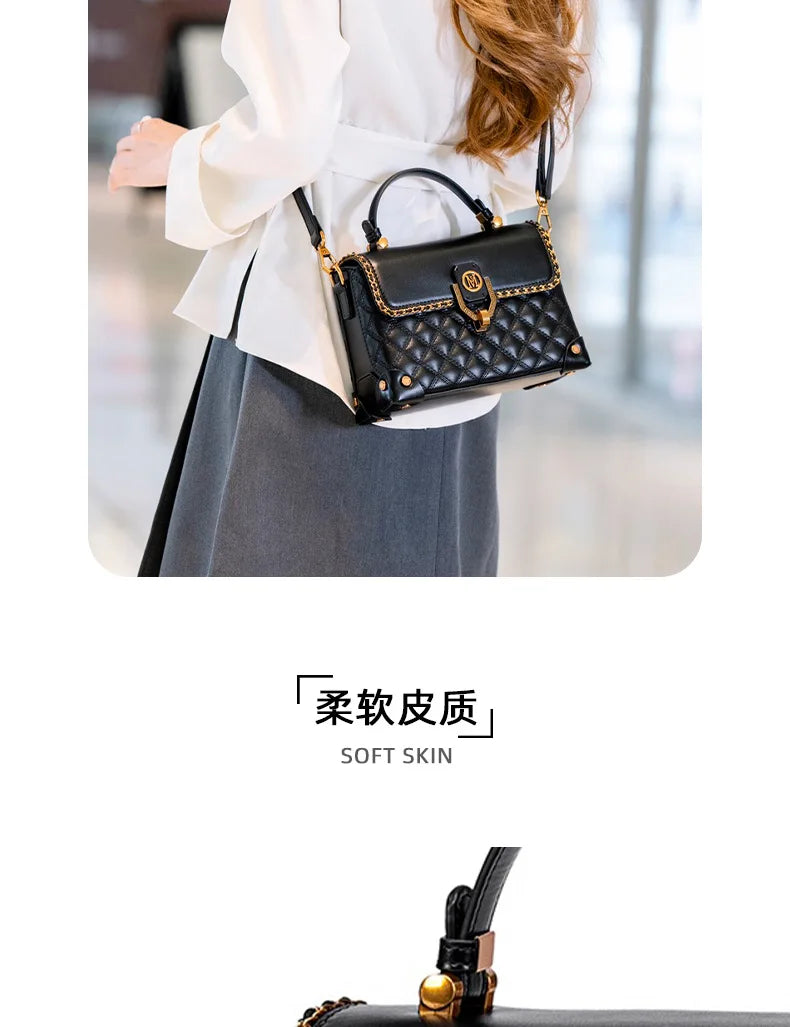 Luxury Brand Ladies Tote Bag In Genuine Leather - Women's Classic Crossbody Shoulder Bag Handbags Elegant