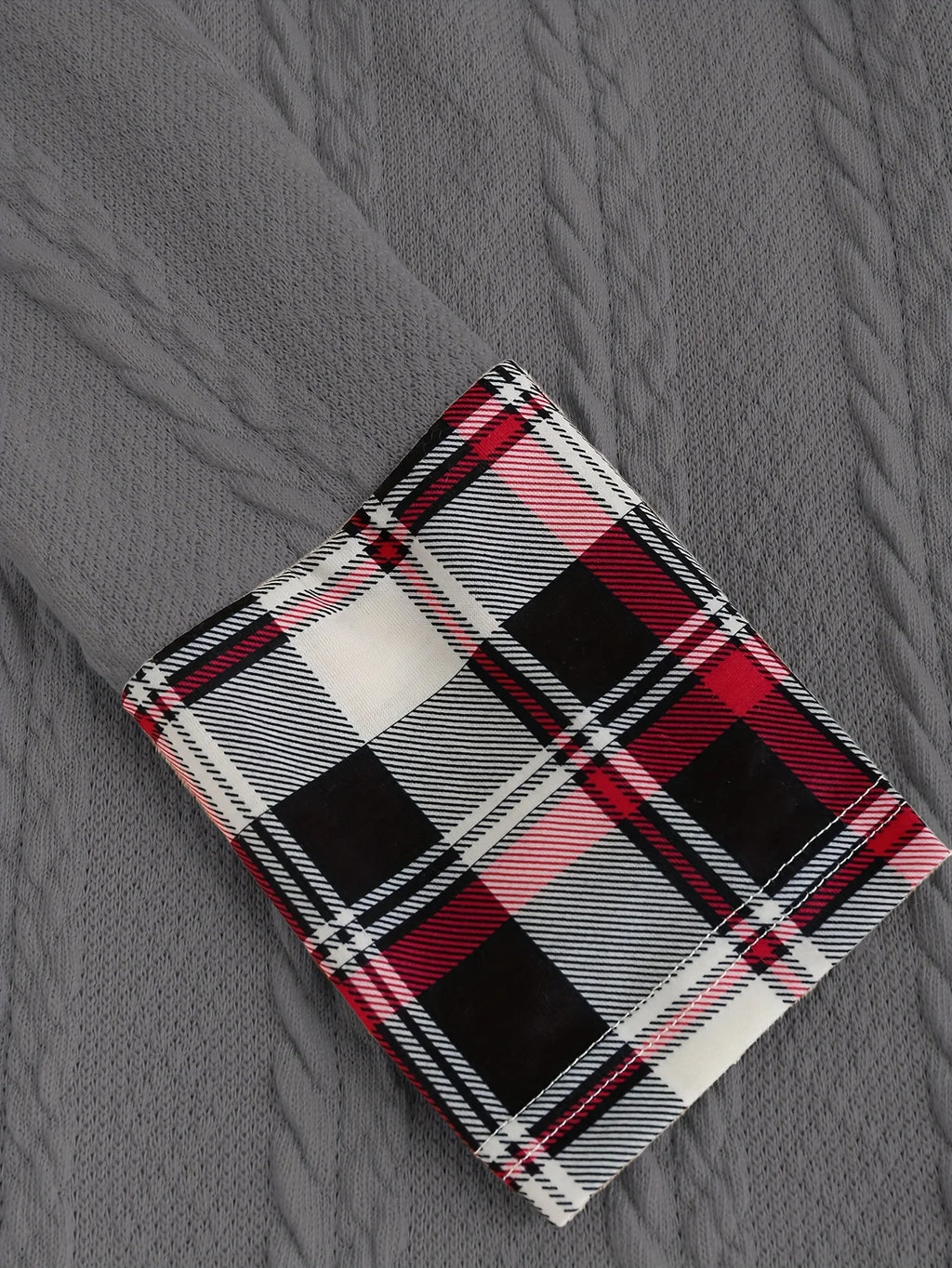 Knitted hooded dress plaid print stitching fake buckle high waist long sleeve A-line dress female