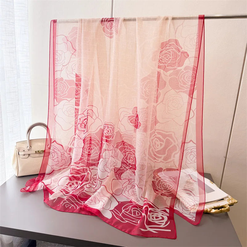 Women 2025 New Fashion Thin Scarves Lady Shawl Hijab Wrap Foulard Bandanna Muffler Travel Beach Sun Protection Scarf Headscarf