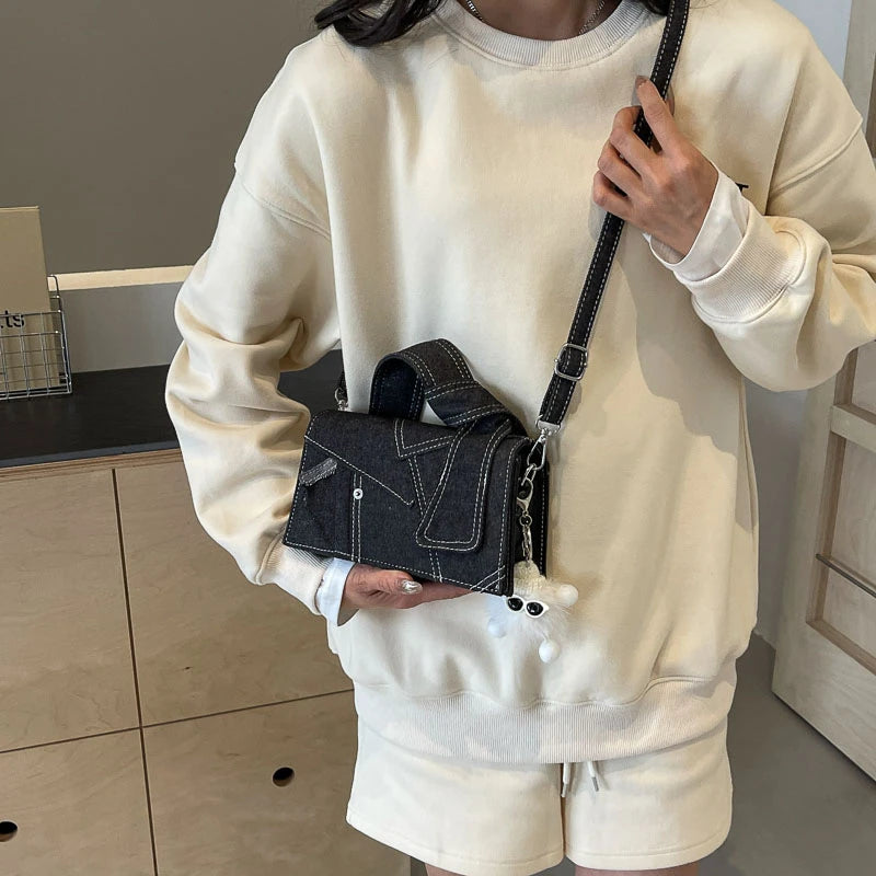 Luxury Designer Jeans Bag Women Denim Crossbody Bags For Women 2024 New Small Square Handbag Knotted Handle Tote Clutch Bag