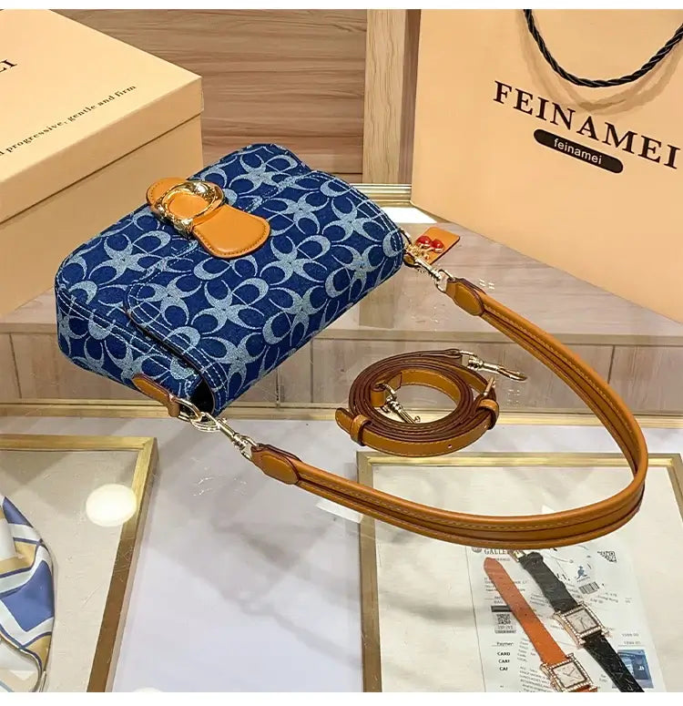 Ladies' armpit bag, light luxury retro denim canvas bag, fashionable 2025 new commuting high-end single shoulder crossbody bag