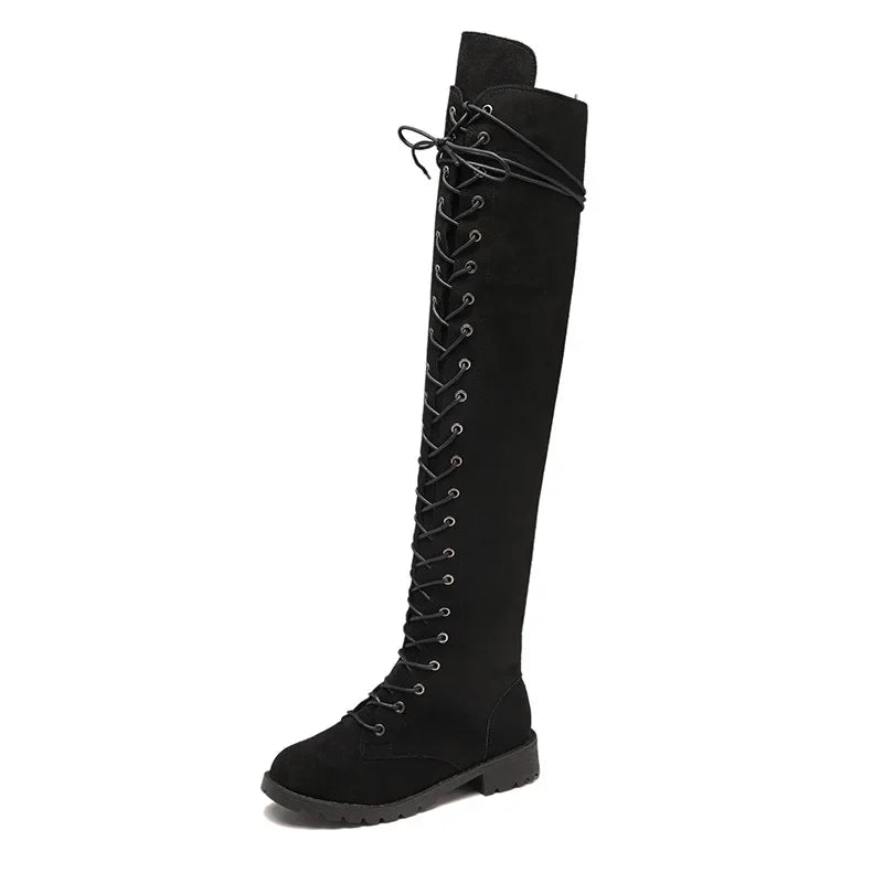 Sexy Lace Up Over The Knee Boots Women 2025 Autumn Winter Flat Heels Platform Gothic Shoes Female Long Thigh High Boots Fashion