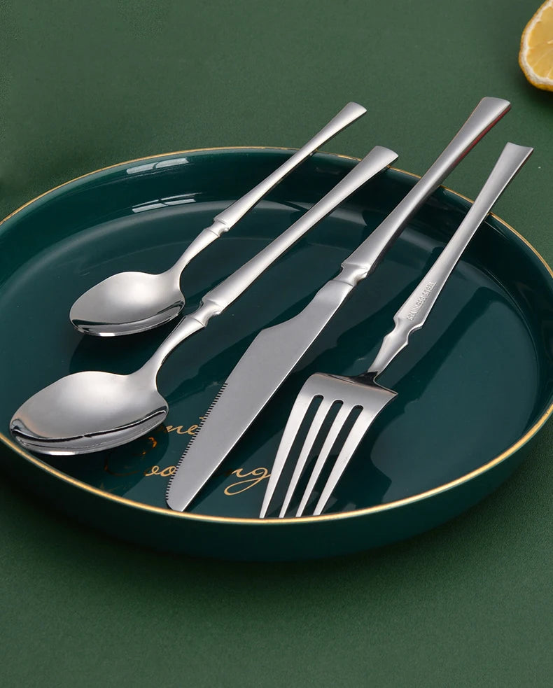 16pcs Cutlery Set Dinnerware Stainless Steel Western Tableware Forks Knives Spoons Silverware Wedding Gift Dishwasher Safe
