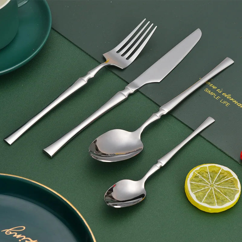16pcs Cutlery Set Dinnerware Stainless Steel Western Tableware Forks Knives Spoons Silverware Wedding Gift Dishwasher Safe
