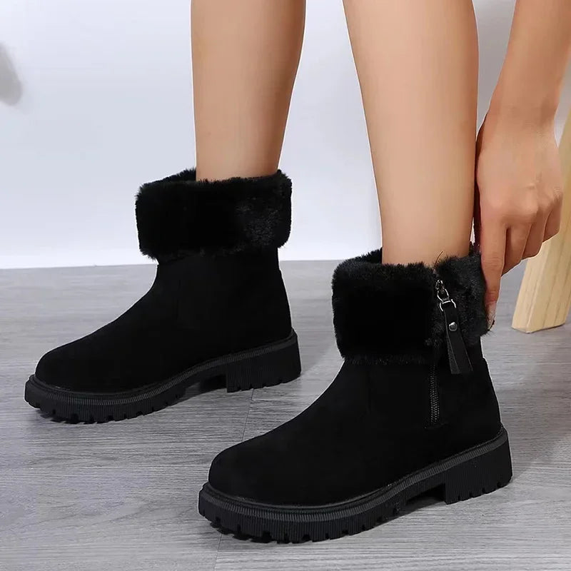 2024 Furry Faux Fur Snow Boots for Women Anti-Slip Platform Winter Boots Woman Keep Warm Plush Ankle Booties Mujer 43