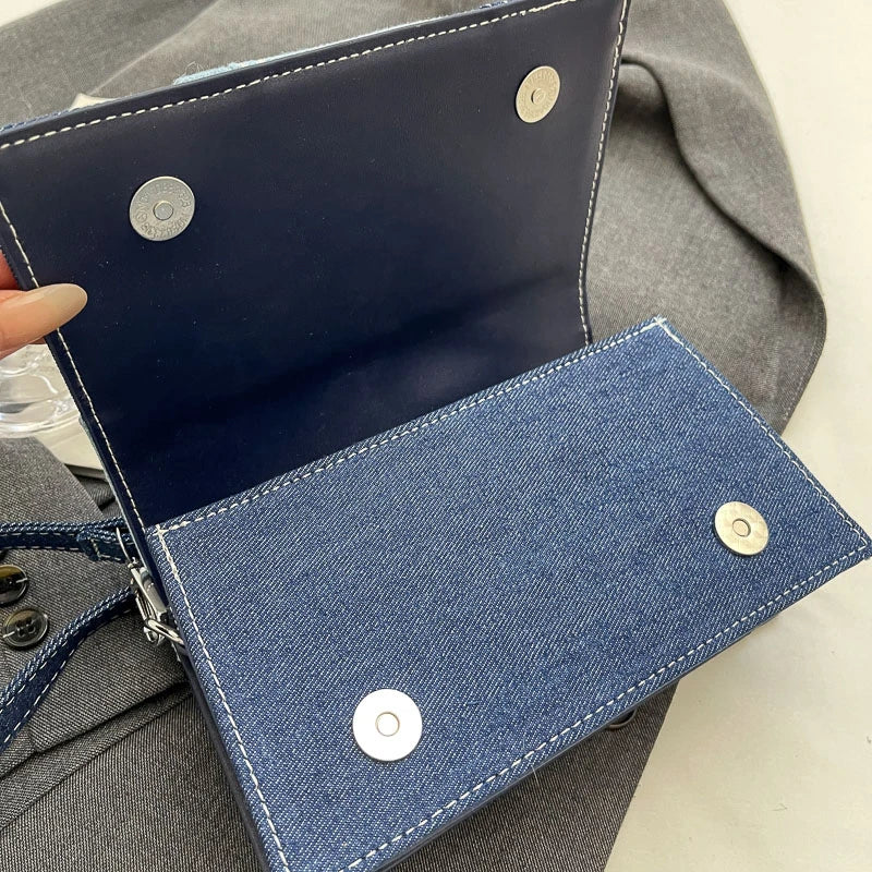 Luxury Designer Jeans Bag Women Denim Crossbody Bags For Women 2024 New Small Square Handbag Knotted Handle Tote Clutch Bag