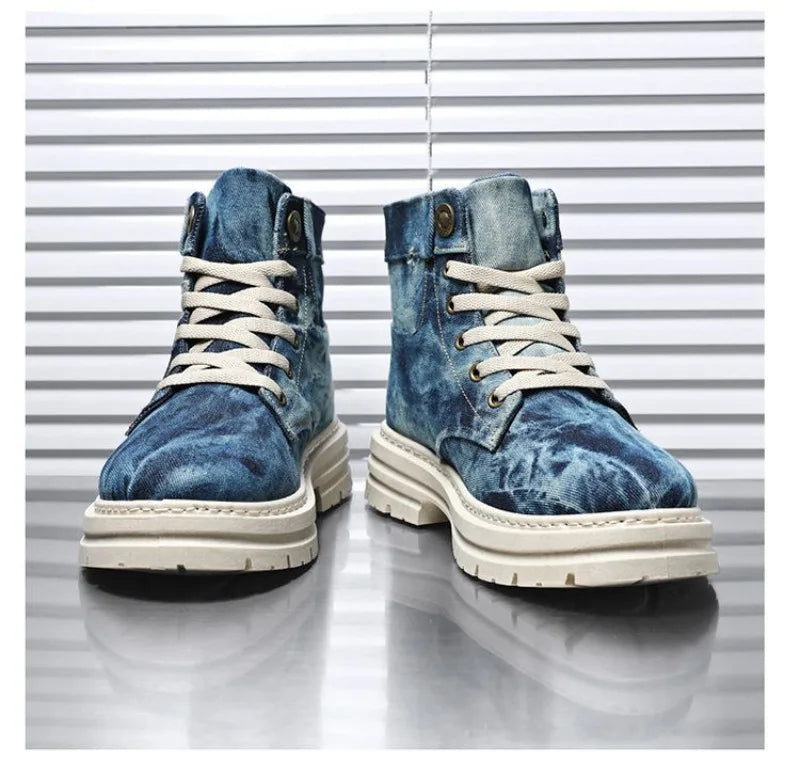 Spring High Top Mens Shoes 2025 Fashion Canvas Sneakers Plus Size Versatile Casual Shoes for Men New British Style Tooling Boots