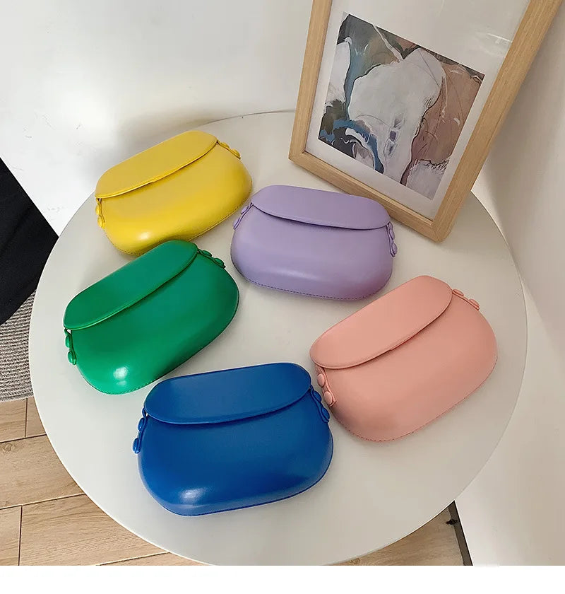 Candy Color Women Saddle Shoulder Bag Portable Female Clutch Purse Handbags Crossbody Bag Fashion Ladies Small Messenger Bags