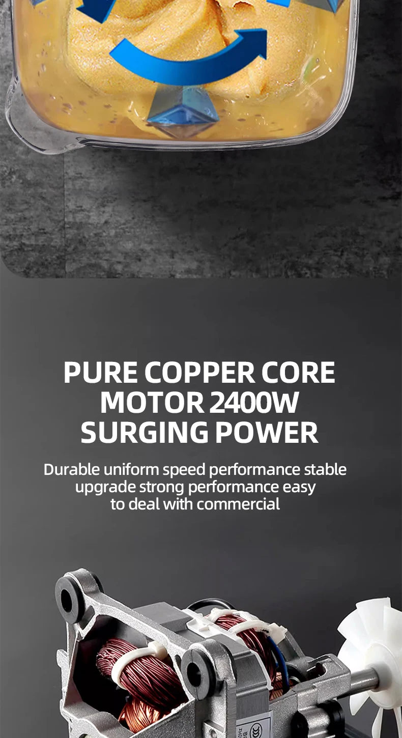 500W Heavy Duty Commercial Blender Stationary Mixer Ice Smoothies Appliances for Kitchen Professional High Power Food Processor