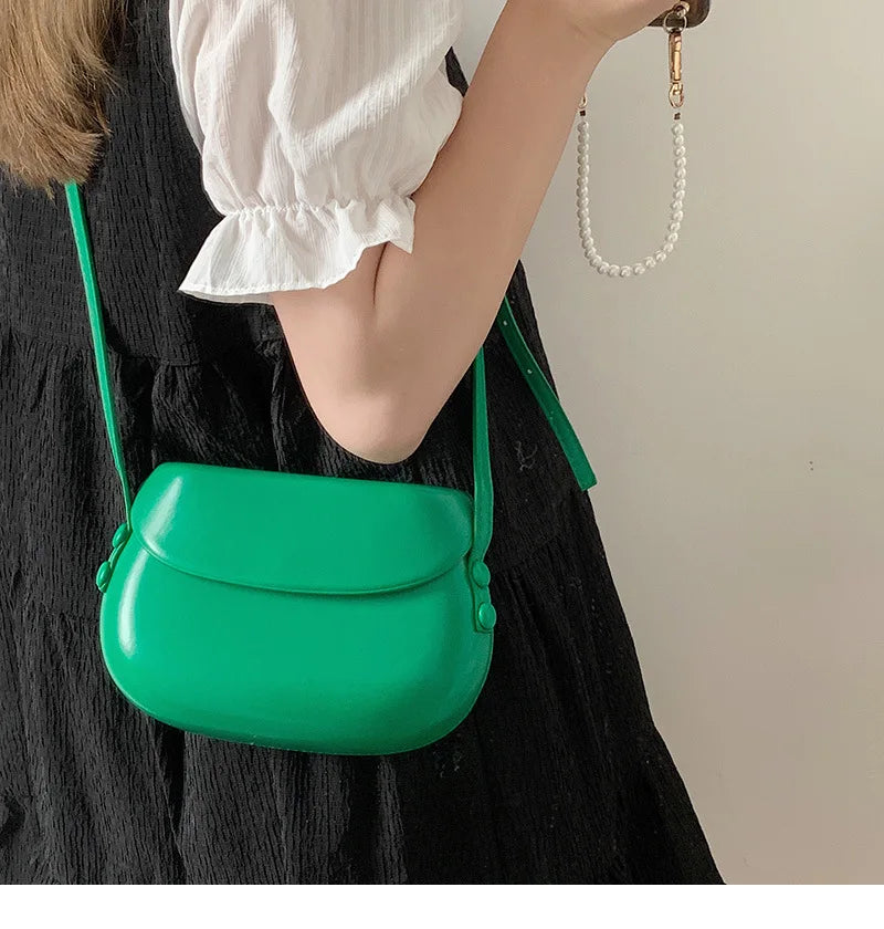 Candy Color Women Saddle Shoulder Bag Portable Female Clutch Purse Handbags Crossbody Bag Fashion Ladies Small Messenger Bags