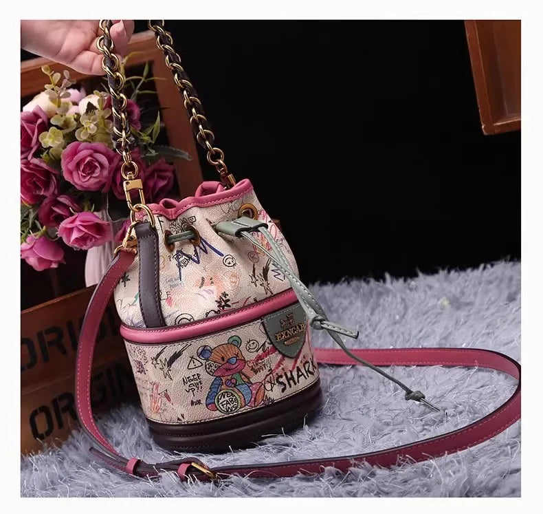 Graffiti Woman Shoulder Bags Large Capacity Female Bucket Bag High Quality Crossbody Bags for Women Luxury Ladies Handbags