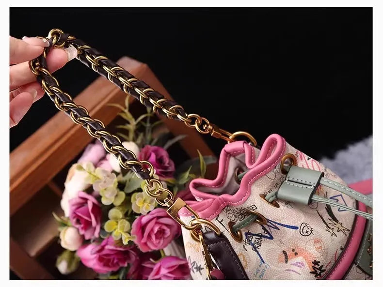 Graffiti Woman Shoulder Bags Large Capacity Female Bucket Bag High Quality Crossbody Bags for Women Luxury Ladies Handbags