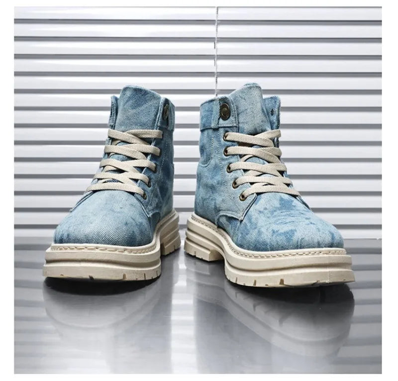 Spring High Top Mens Shoes 2025 Fashion Canvas Sneakers Plus Size Versatile Casual Shoes for Men New British Style Tooling Boots